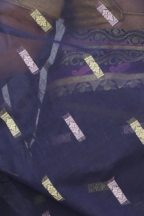 Night Blue Pure Cotton Gayatri Tant Saree (945)